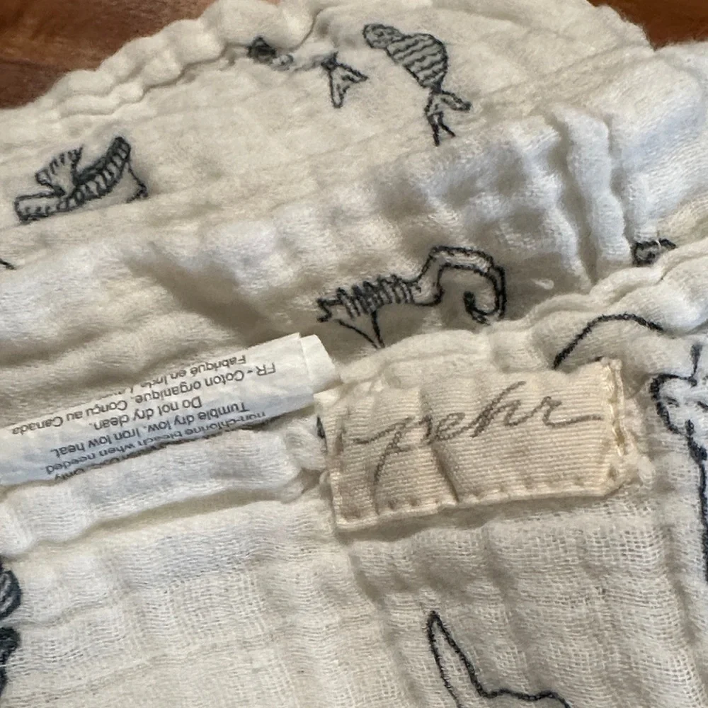 Pehr Swaddle and Burp Cloth with Navy Ocean Print